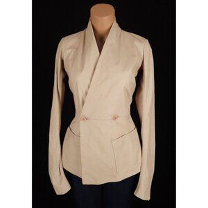 Rick Owens Calf Leather Blazer Jacket Size 40 US 6 Slim Womens Beige $2160
